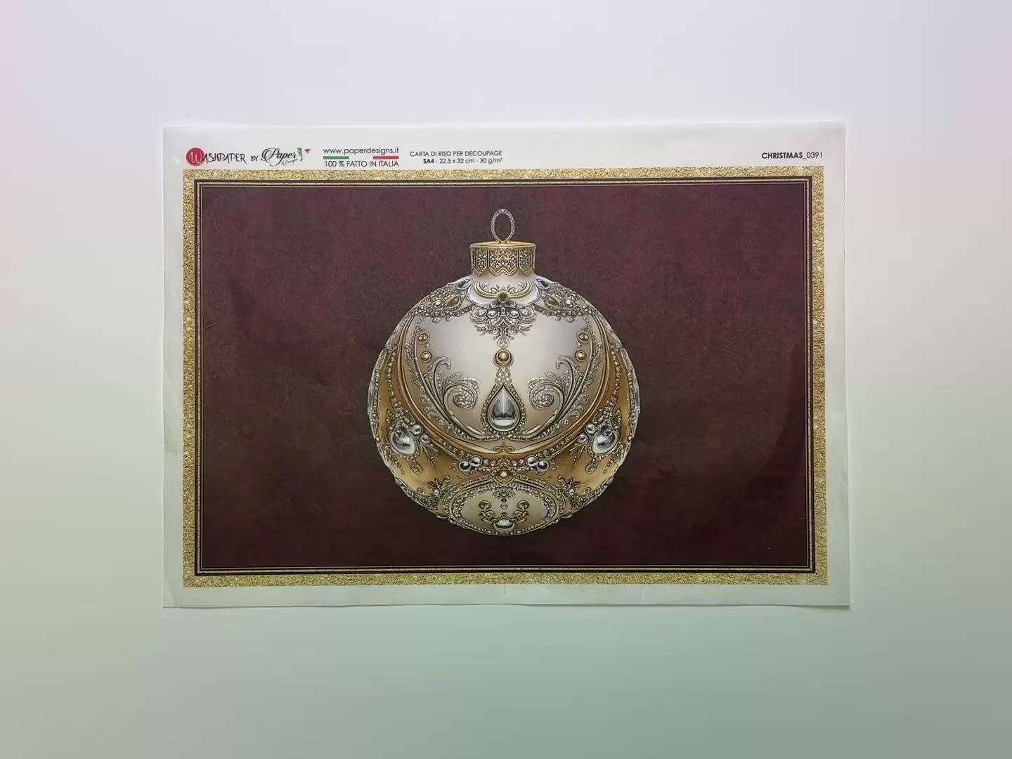 Paper Designs Italy - Regal Gold & Silver Bauble Decoupage Paper (A4 Size)-3