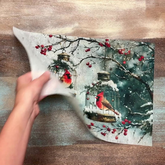 A 13 second video shows close-ups of ReDesign with Prima's Christmas Blessings A3 fiber papers against a wood background.