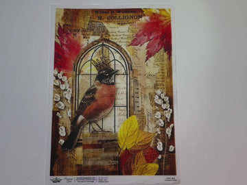 Decoupage Queen - Crowned Robin Decoupage Paper (A4 Size) - 0