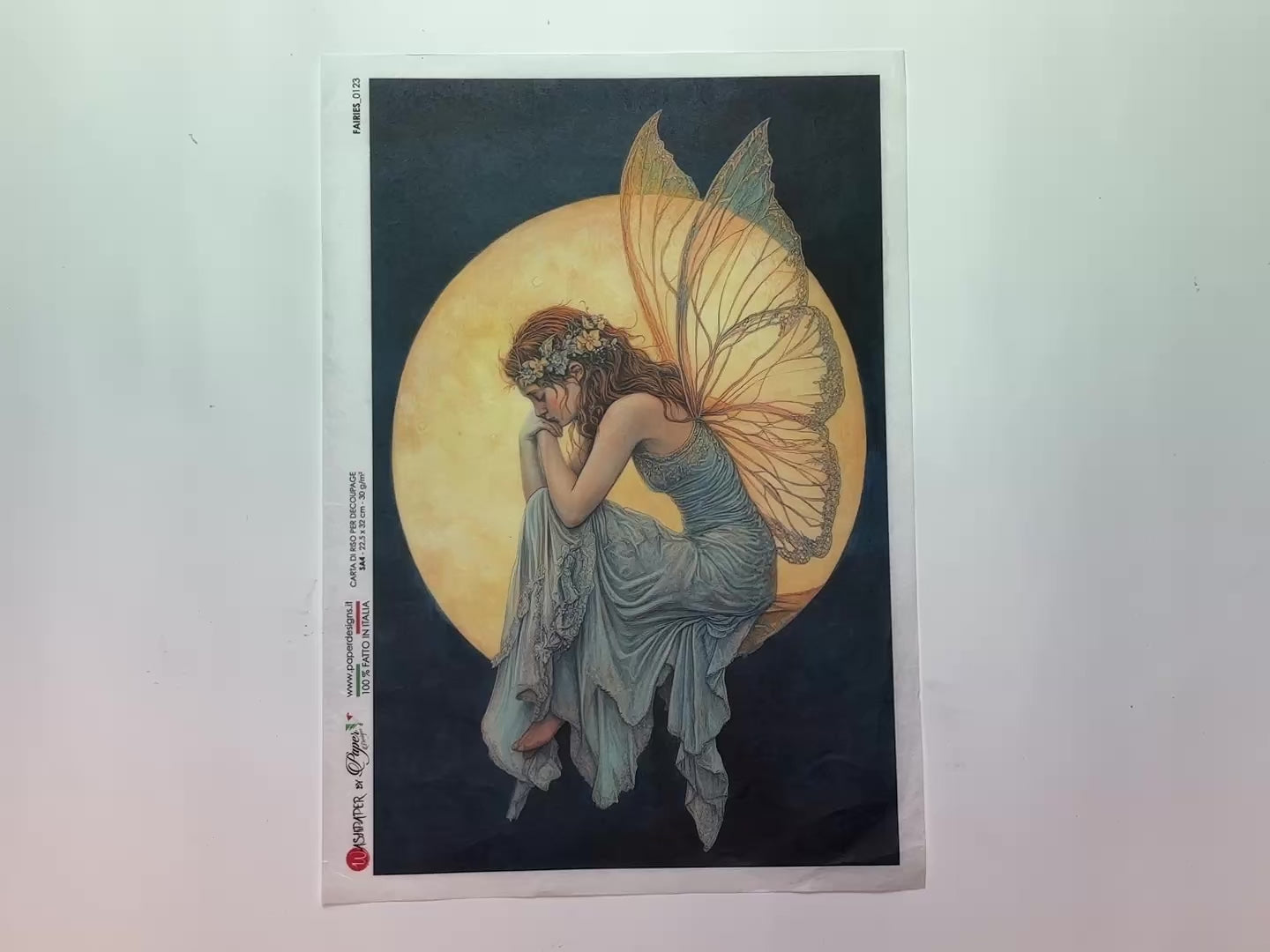 Paper Designs Italy - Moonlit Faerie Blessing Decoupage Paper (A4 Size)-3