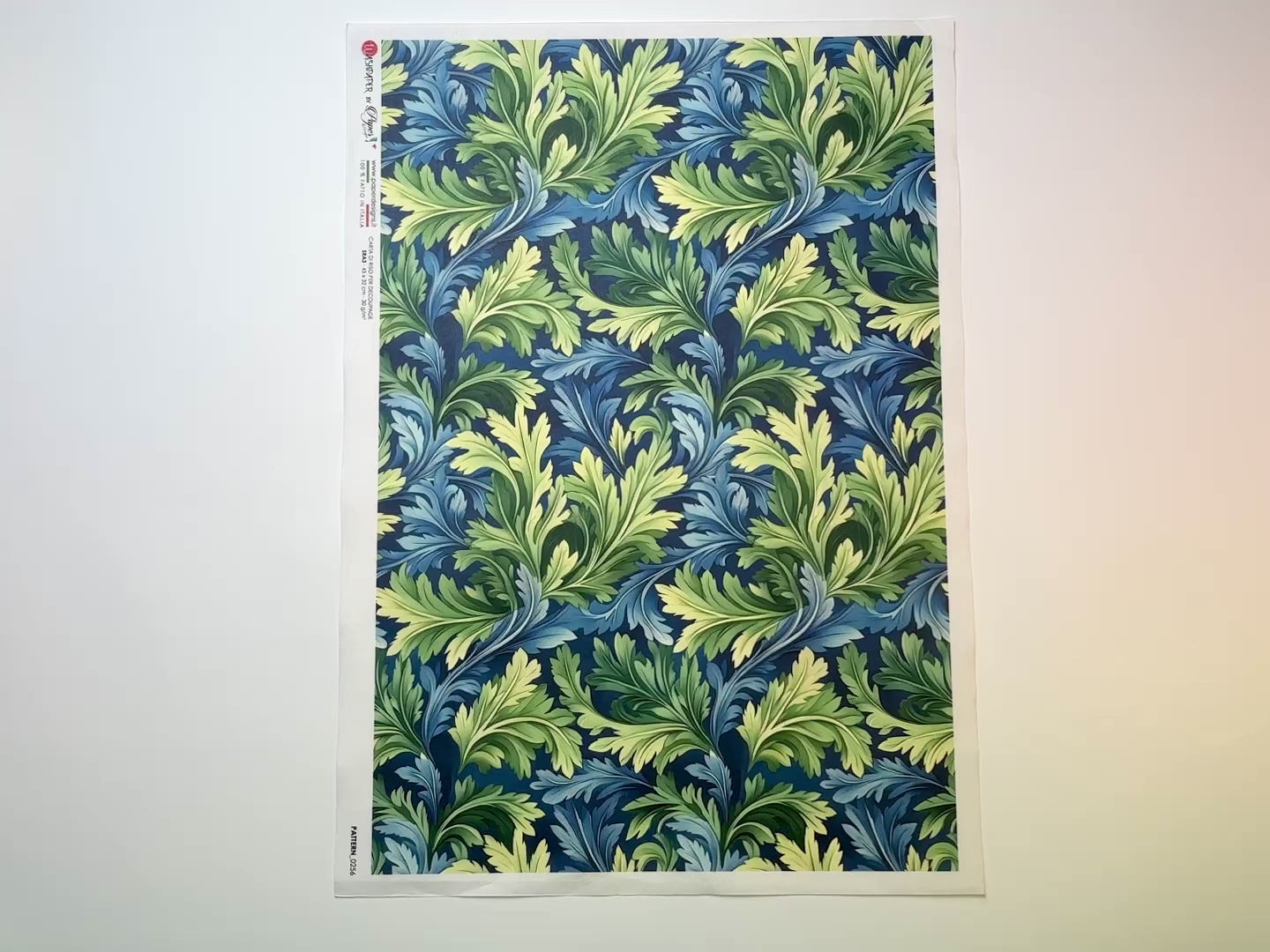 Green and Blue Leaf Pattern A3 Rice Decoupage Paper-3