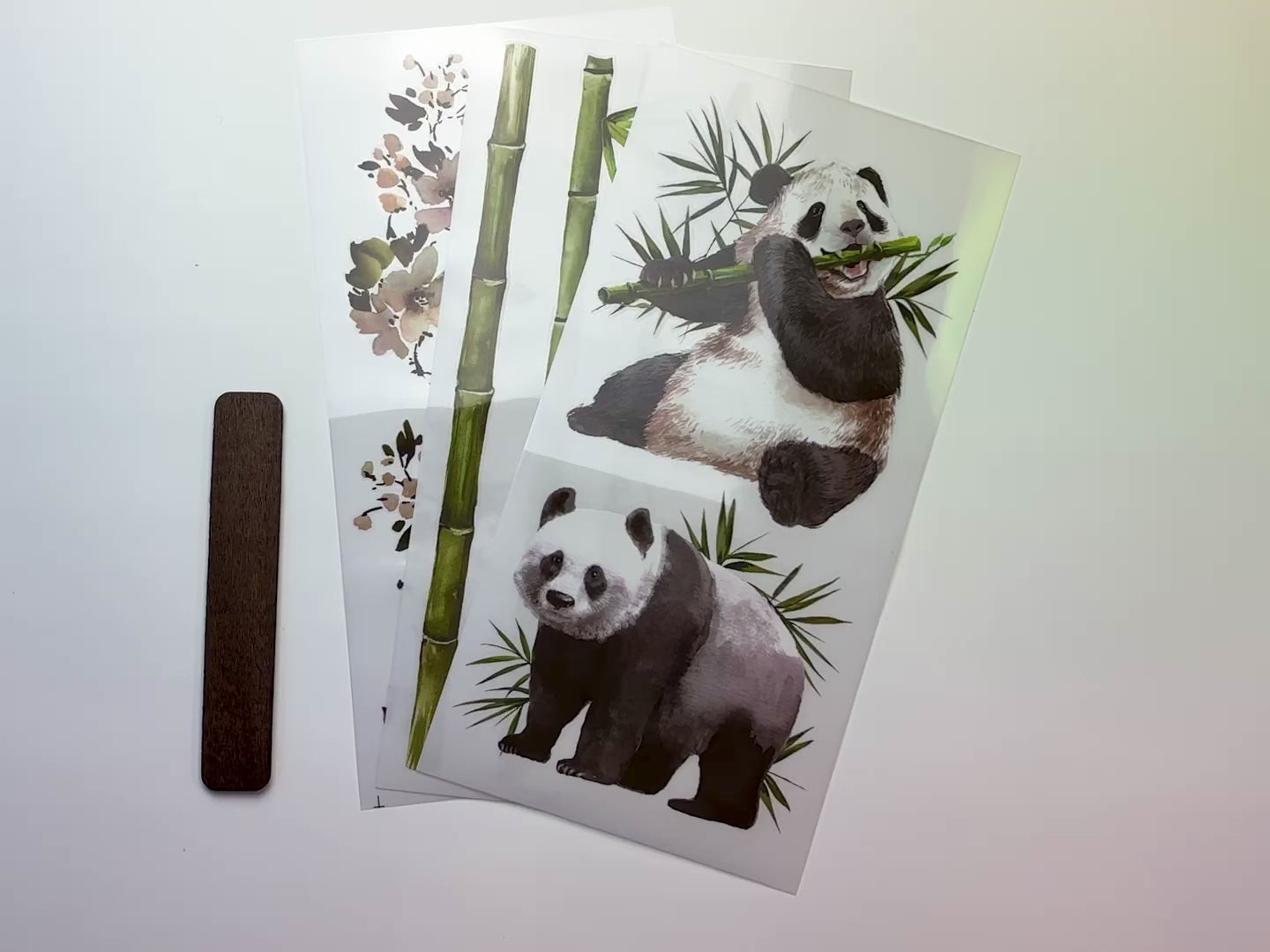 A 14 second video of a close-up and backside of ReDesign with Prima's Panda Sweet small transfers are against a white background.