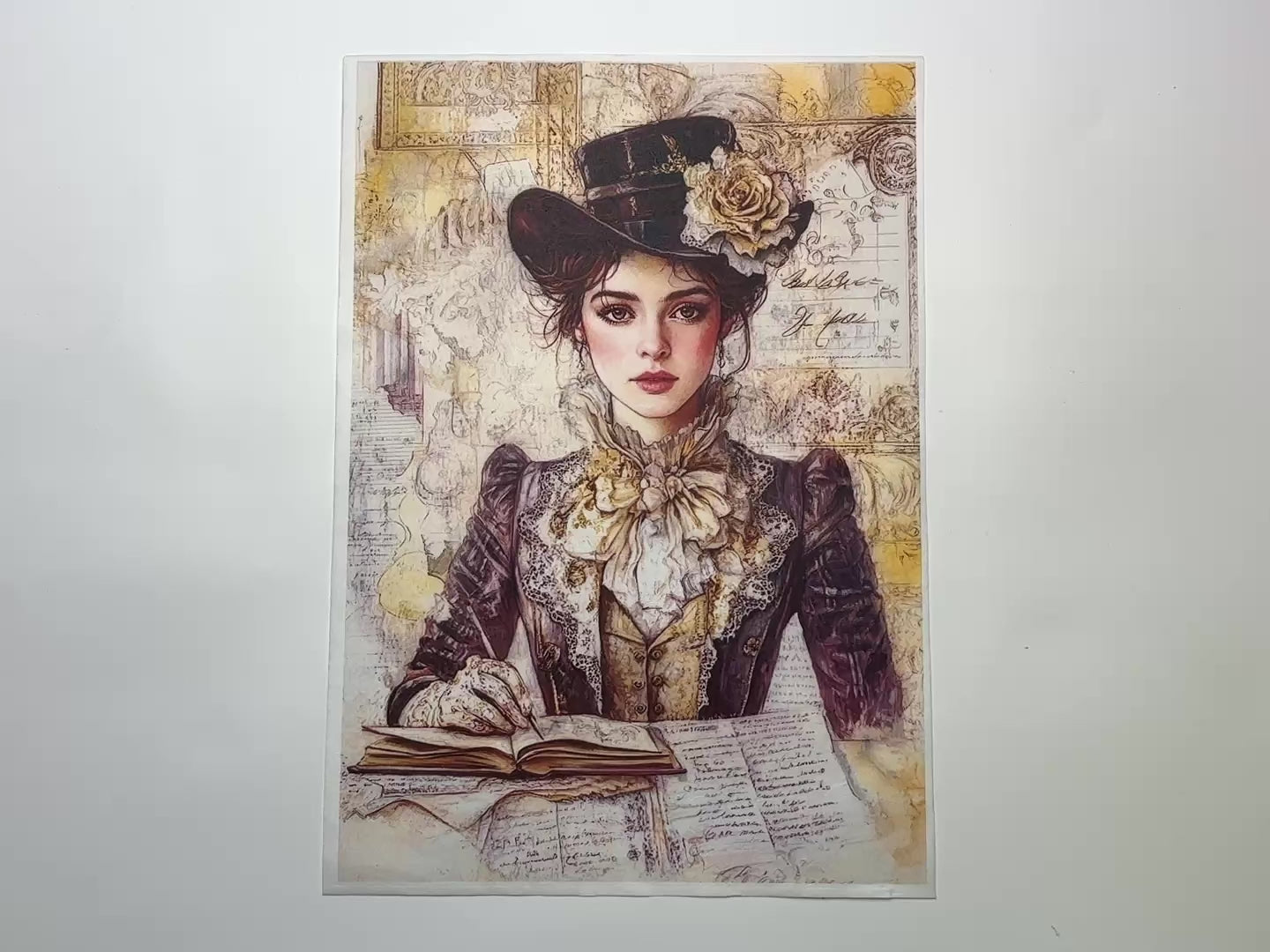 Elegant Victorian Lady A4 Plus Rice Decoupage Paper - Limited Edition-3