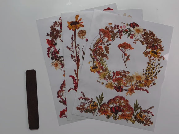 A 14 second video shows a close-up of 3 sheets of ReDesign with Prima's Dried Wildflowers middy transfer.