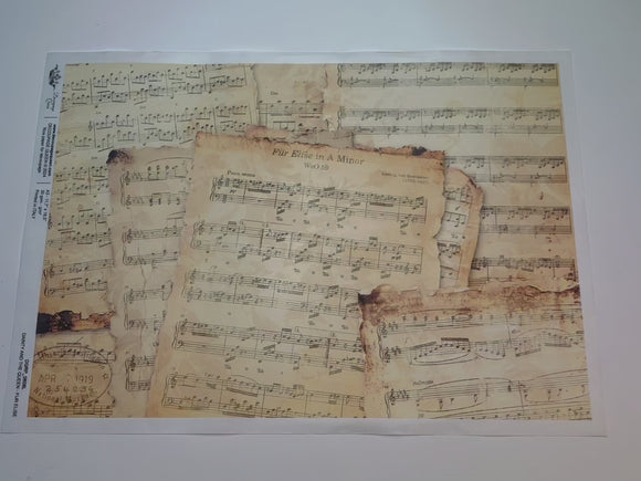 A 15 second video shows a close-up and backside of Decoupage Queen's Fur Elise A3 rice paper.