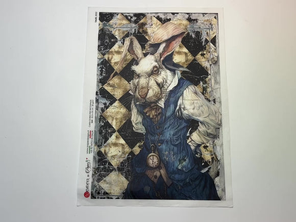 A 12 second video shows a close-up and backside of Paper Designs Italy's Dark Rabbit A4 rice paper against a white background.