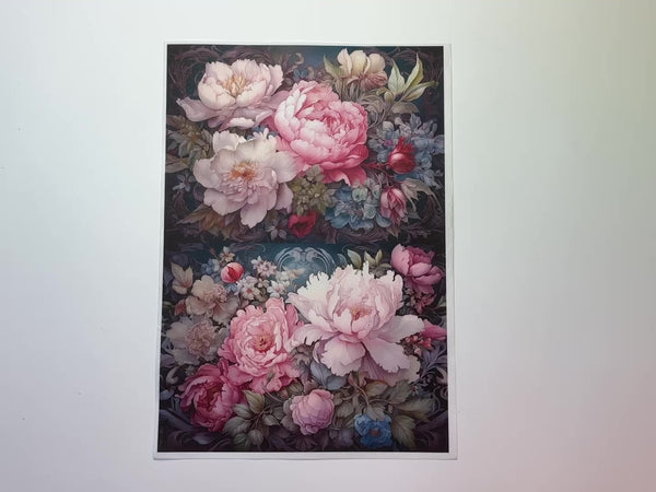 A 14 second video shows a close-up and the backside of LaBlanche's Fantasy Blooms 4 rice paper.