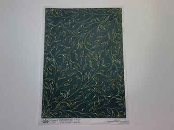 A 13 second video shows a close-up and backside of Decoupage Queen's Out of Gold A4 rice paper against a white background.