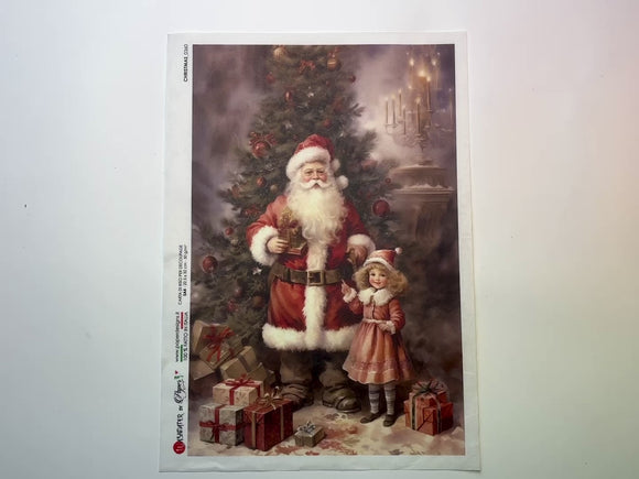 A 13 second video of a close-up and backside of Paper Designs Italy's Santa's List A4 rice paper is against a white background.