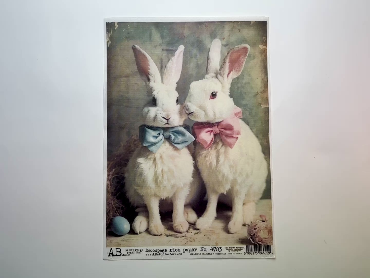 White Boy and Girl Bunny A4 Rice Decoupage Paper-3