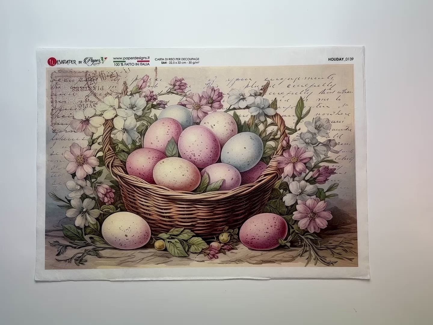 Basket of Easter Eggs A4 Rice Decoupage Paper-3