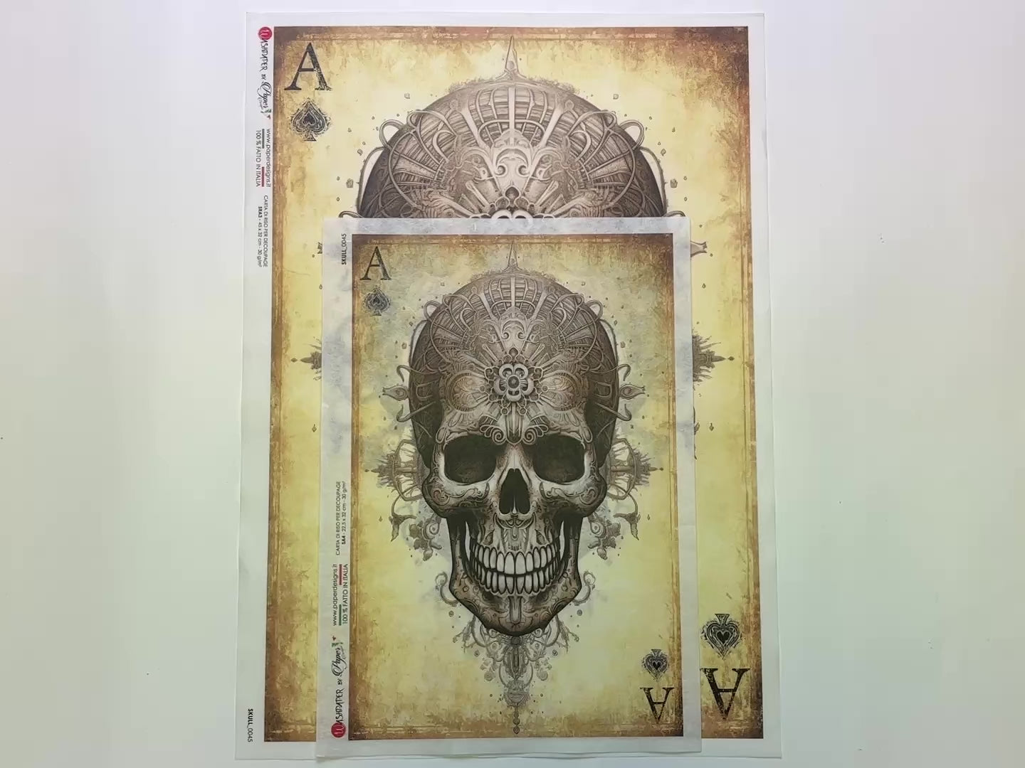 Paper Designs Italy - Ace of Bones Decoupage Paper (A4, A3 Sizes)-3