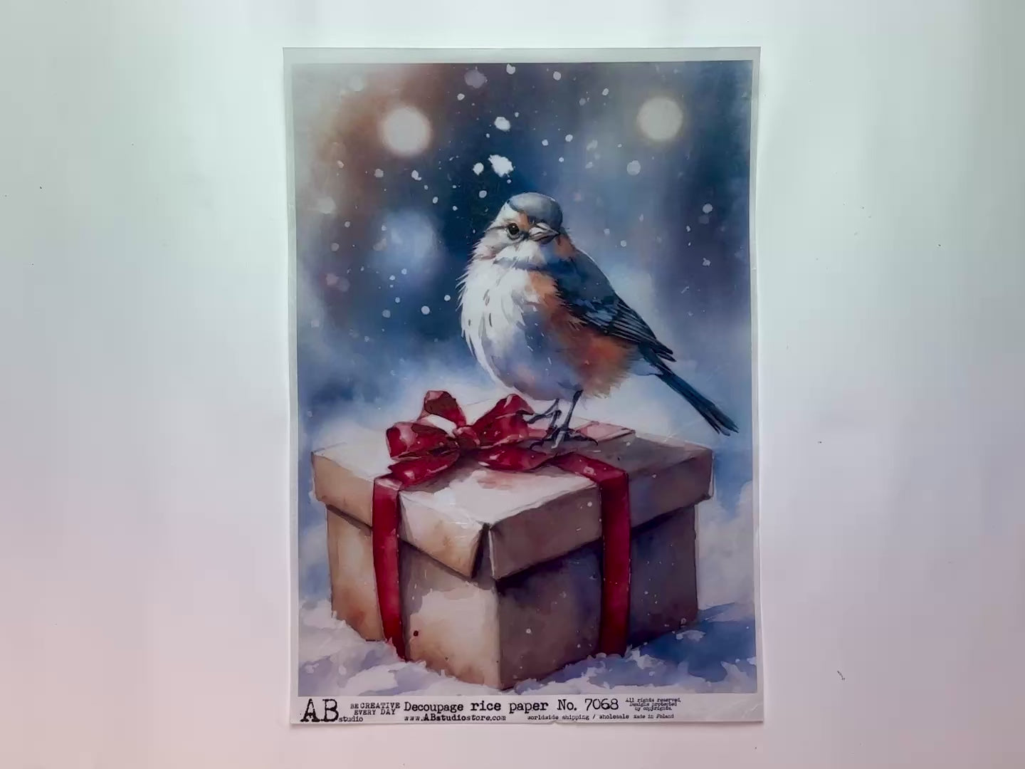 AB Studio - Winter Gift Bird Decoupage Paper (A4 Size)-3