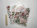 A 13 second video shows a close-up and backside of 3 sheets of ReDesign with Prima's Blush Blossoms small rub-on transfers against a white background.