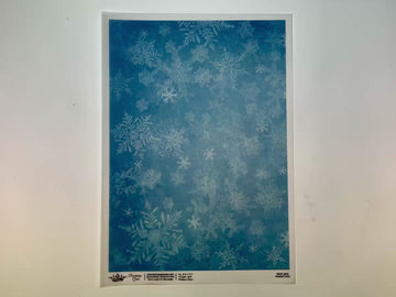 A 14 second video shows a close-up and backside of Decoupage Queen's Frozen Over A4 vellum decoupage paper against a white background.