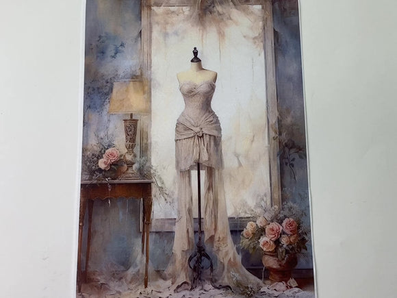 A short 14 second video showing a close-up view of LaBlanche's Faded Flowers Mannequin A4 Plus Rice Paper.  A hand lifts the top left corner of the paper to show the backside.