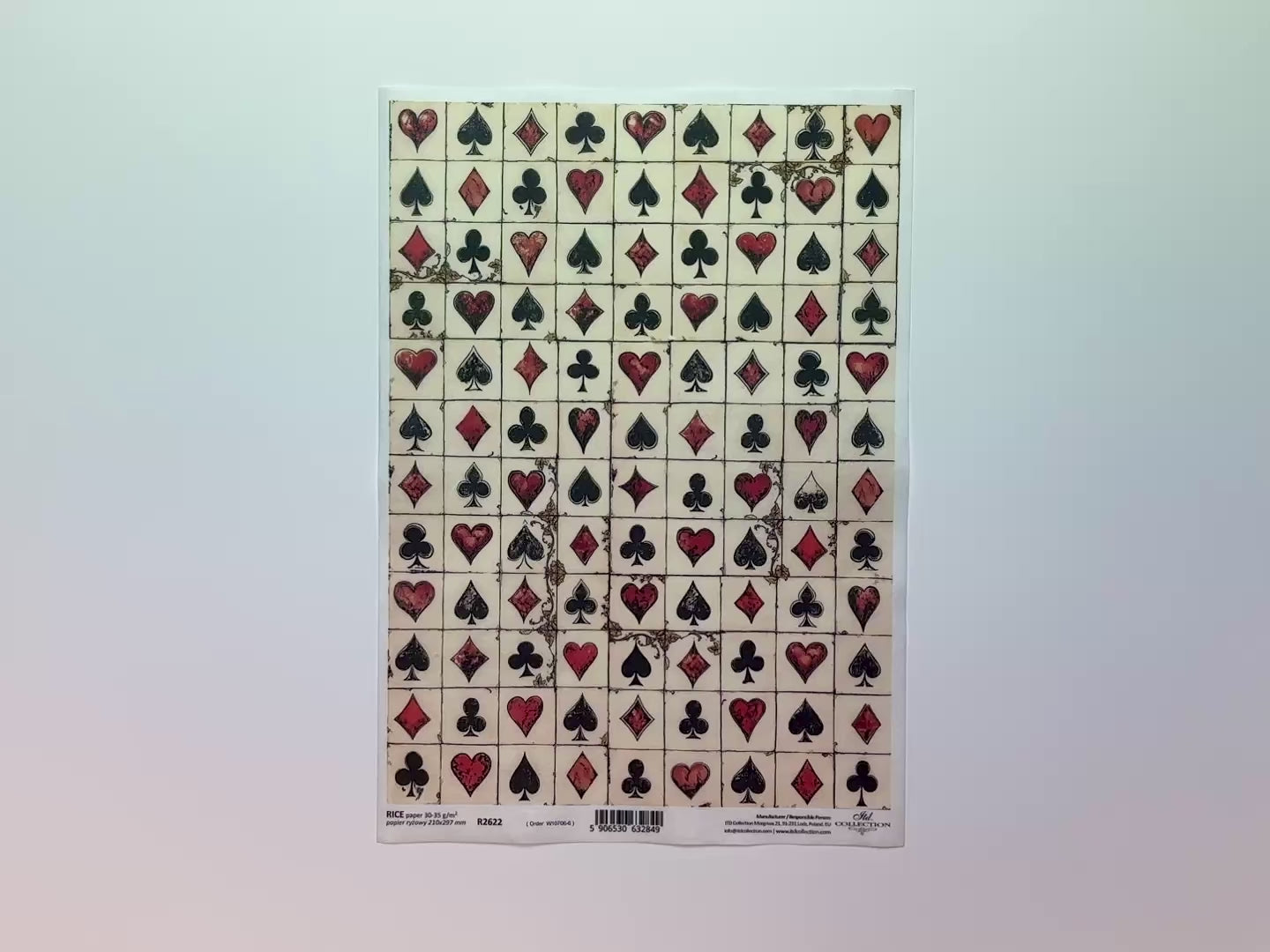 ITD Collection - Vintage Playing Card Suits Decoupage Paper (A4 Size)-4