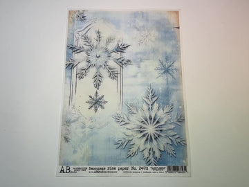 A 14 second video of a close-up and backside of AB Studio's Two Large Snowflakes A4 rice paper is against a white background.