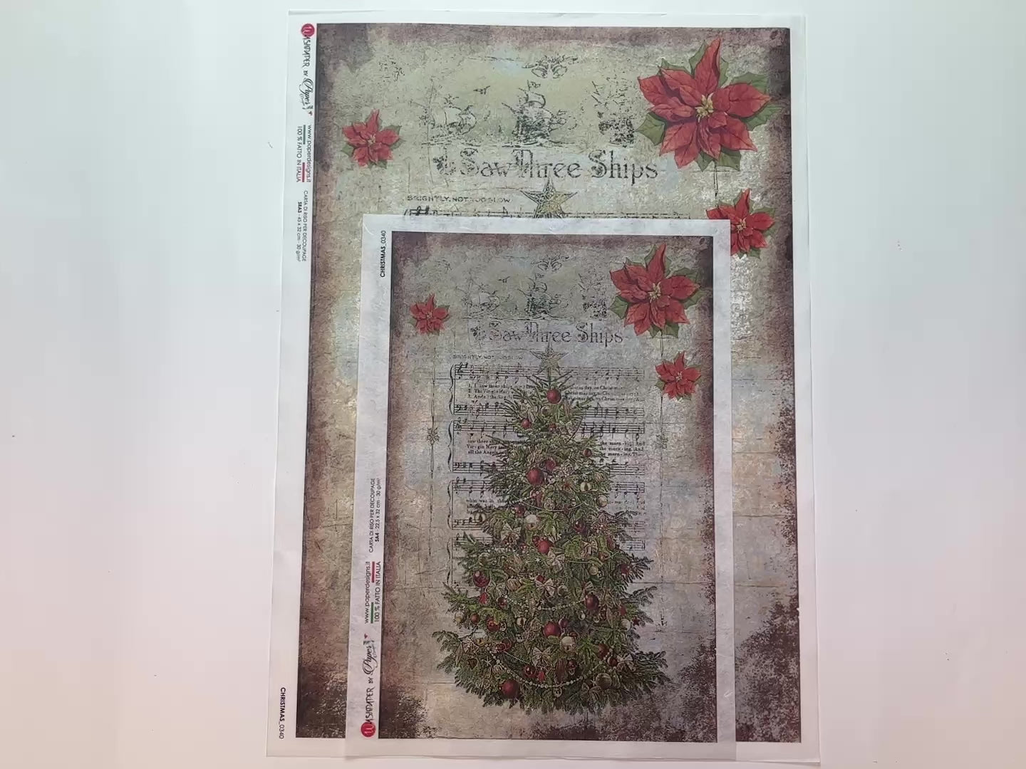 Paper Designs Italy - Victorian Christmas Tree Decoupage Paper (A4, A3 Sizes)-3