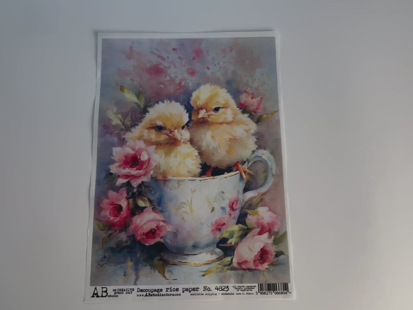 Easter Baby Chicks in a Teacup A4 Rice Decoupage Paper-6