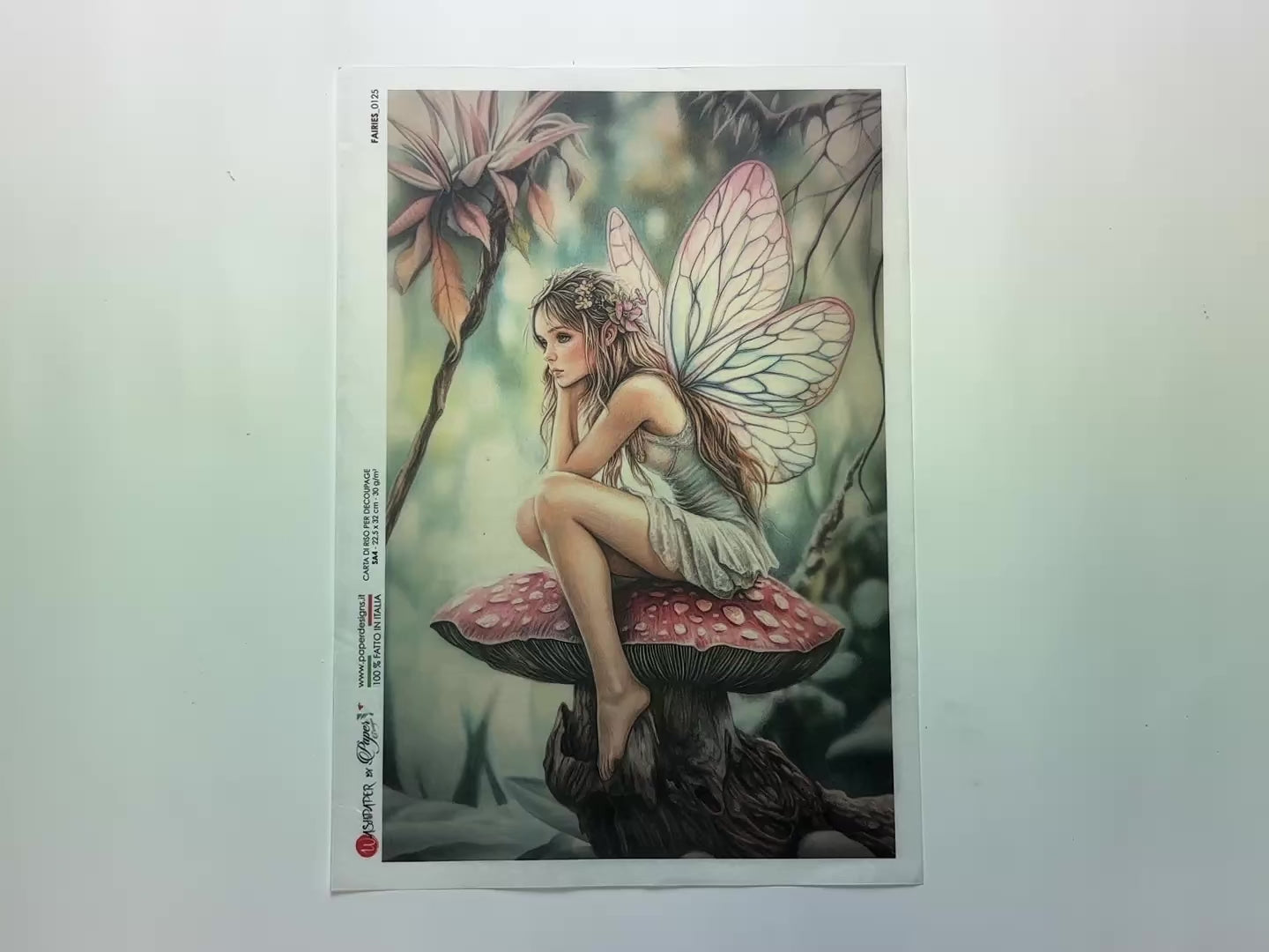 Paper Designs Italy - Toadstool Fairy Decoupage Paper (A4 Size)-3