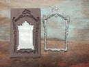 A 13 second video shows a close-up of ReDesign with Prima's Vintage Reflection silicone mold and silver colored castings against a wood background. A hand is shown picking up the framed mirror-like casting.