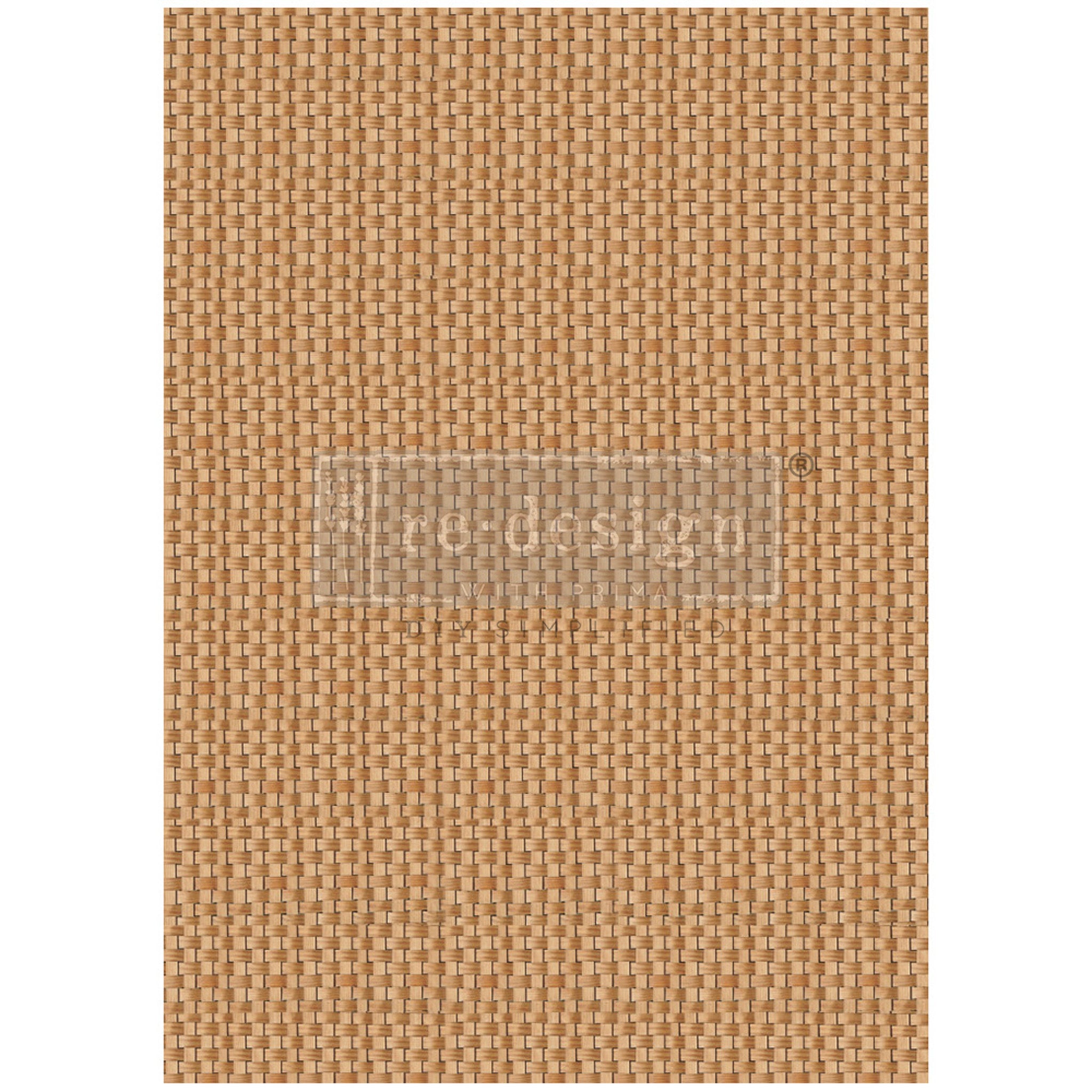 A1 fiber paper design that features a repeating square basket weave pattern in a neutral palette. White borders are on the sides.