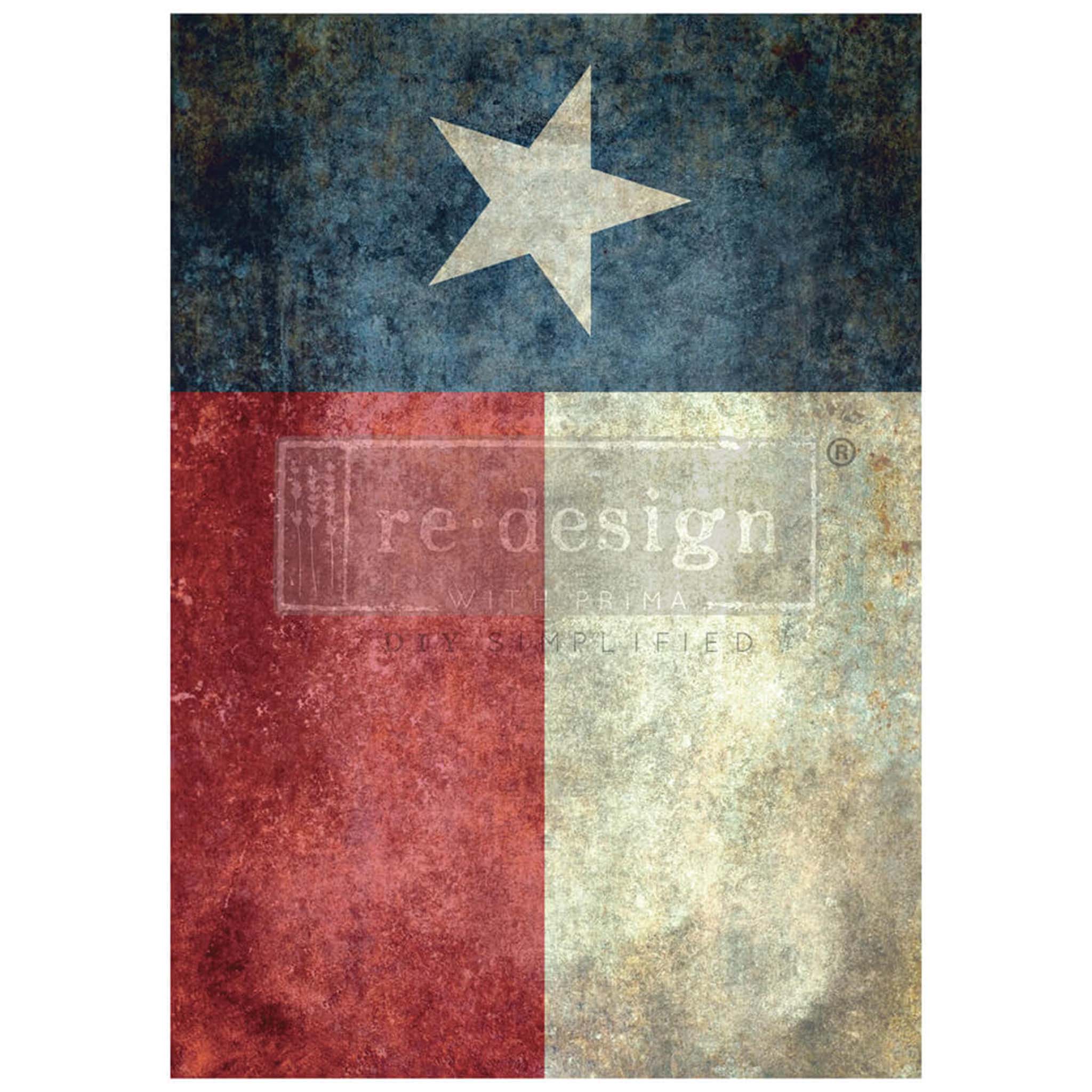 A1 fiber paper that features a distressed Texas flag against a white background.