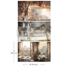 Three sheets of ReDesign with Prima's What a View tissue paper are against a white background. Measurements for 1 sheet reads: 19" (48.2 cm) by (76.2" cm).