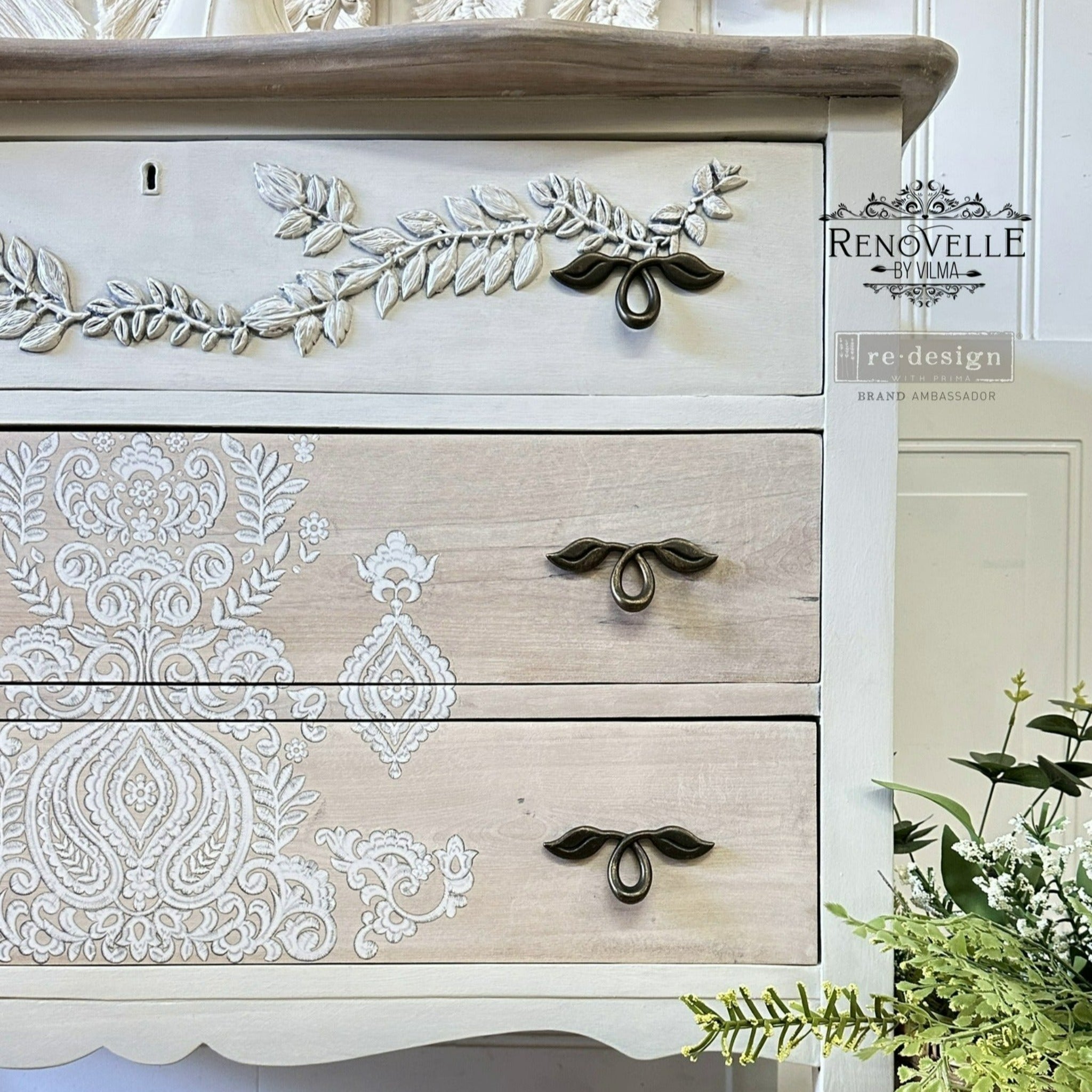 White Engraving Furniture Transfer