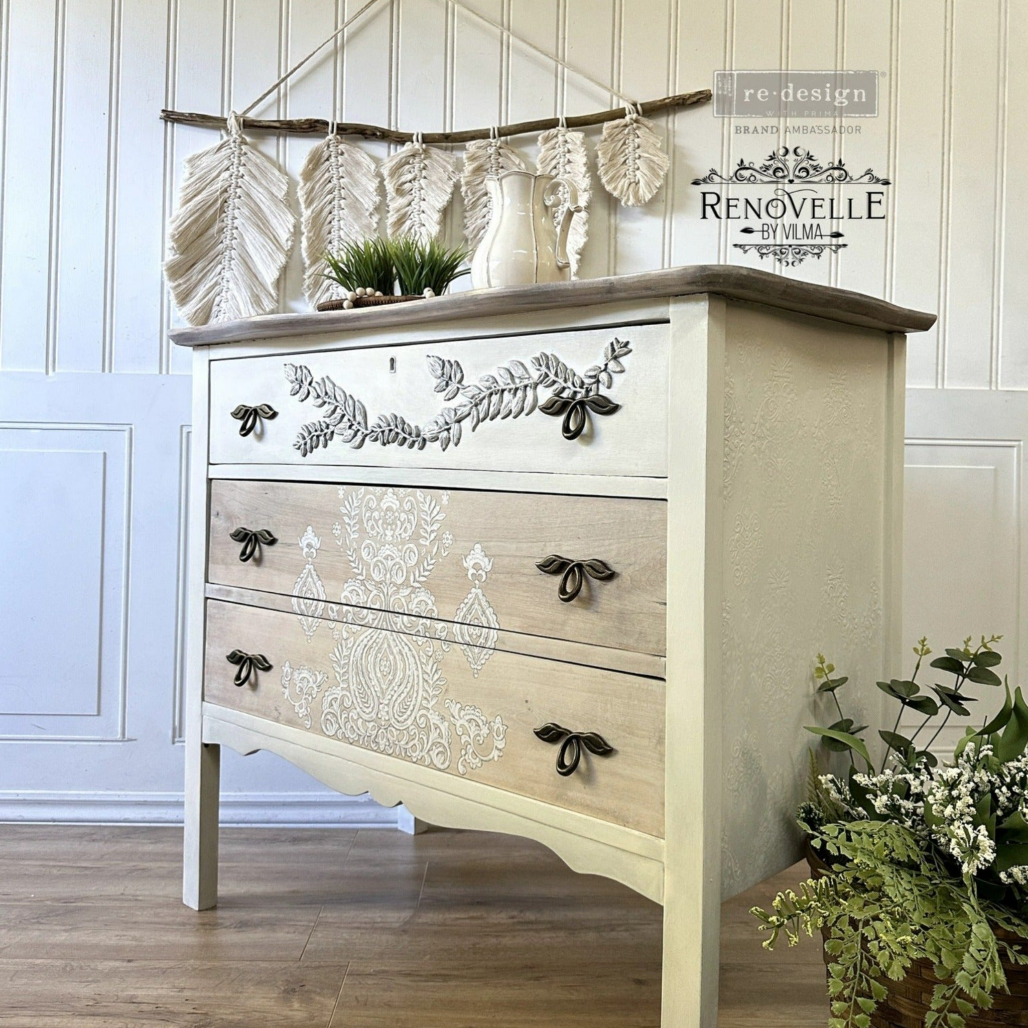 White Engraving Furniture Transfer