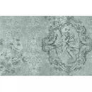 Jardin des Cherubins decoupage paper design with French cherubs, faded damask, and soft aqua tones
