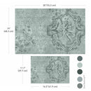 Jardin des Cherubins decoupage paper size guide with 30 inch and 16.5 inch sheets and blue-green palette