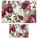 ReDesign with Prima Crimson Elegance decoupage paper set showing the same dramatic rose design in two coordinating sheet sizes