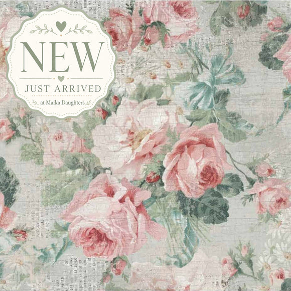 ReDesign with Prima Pink Blossom Bliss decoupage paper set with blush pink roses, soft greenery, and faded vintage floral texture