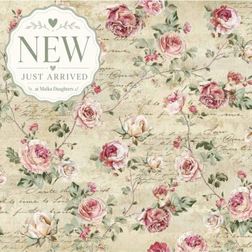 ReDesign with Prima Timeless Charm rose decoupage paper set with soft pink roses, vintage script, and romantic cottage style