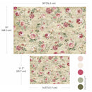 Timeless Charm decoupage paper size guide with 30 inch and 16.5 inch sheets and soft pink neutral color palette