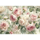 Velvet Bloom A1 fiber decoupage paper by ReDesign with Prima featuring romantic pink roses for furniture makeovers