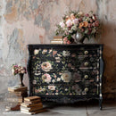 Blush Harmony furniture transfer styling photo on ornate wardrobe doors with vertical floral placement