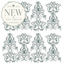 ReDesign with Prima Jardin Secret 24x35 furniture transfer with sage green French toile cherubs, botanical scrollwork, cameo medallions, ribbons, and floral details.