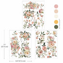 Blush Reverie Middy Transfer set showing three 8.5x11 sheets with blush pink, cream, golden yellow, and green color palette