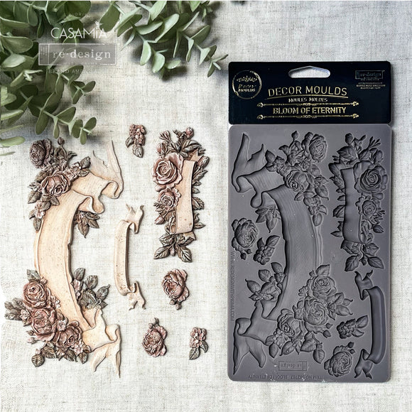 Bloom of Eternity ReDesign with Prima 5x8 silicone mold and finished floral banner castings for resin and clay