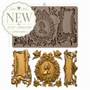 ReDesign with Prima Ombres Florales 5x8 silicone mold with cherub, cameo, floral frame, ribbon, scrollwork and gold resin castings