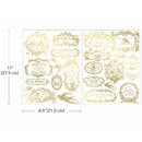 ReDesign with Prima Chant Du Matin Gold H2O water slide transfers, two 8.5 x 11 inch sheets shown with size guide