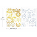 ReDesign with Prima Eclat Du Matin Gold and Silver H2O water slide transfers, two 8.5 x 11 inch sheets shown with size guide