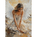 Full sheet of ReDesign with Prima Angelic Reverie A3 fiber decoupage paper featuring an angel with white wings in warm neutral tones