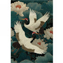 Grace in Flight 19.5x30 decoupage paper by ReDesign with Prima featuring cranes, lotus flowers, teal leaves, and red accents