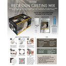 Redesign Casting Mix packaging with usage instructions and product details on a white background