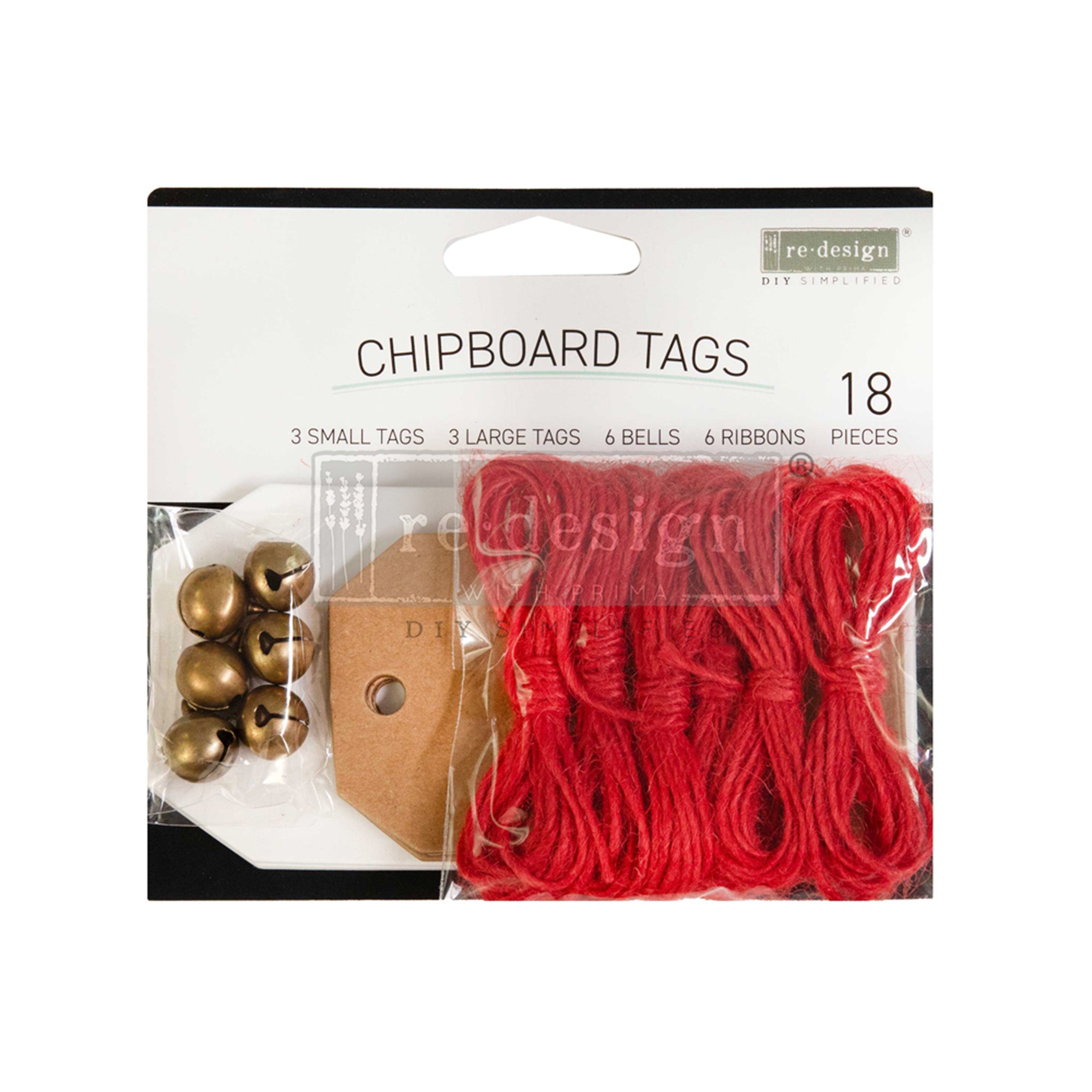 A package of ReDesign with Prima's Christmas Chipboard Tags is against a white background.