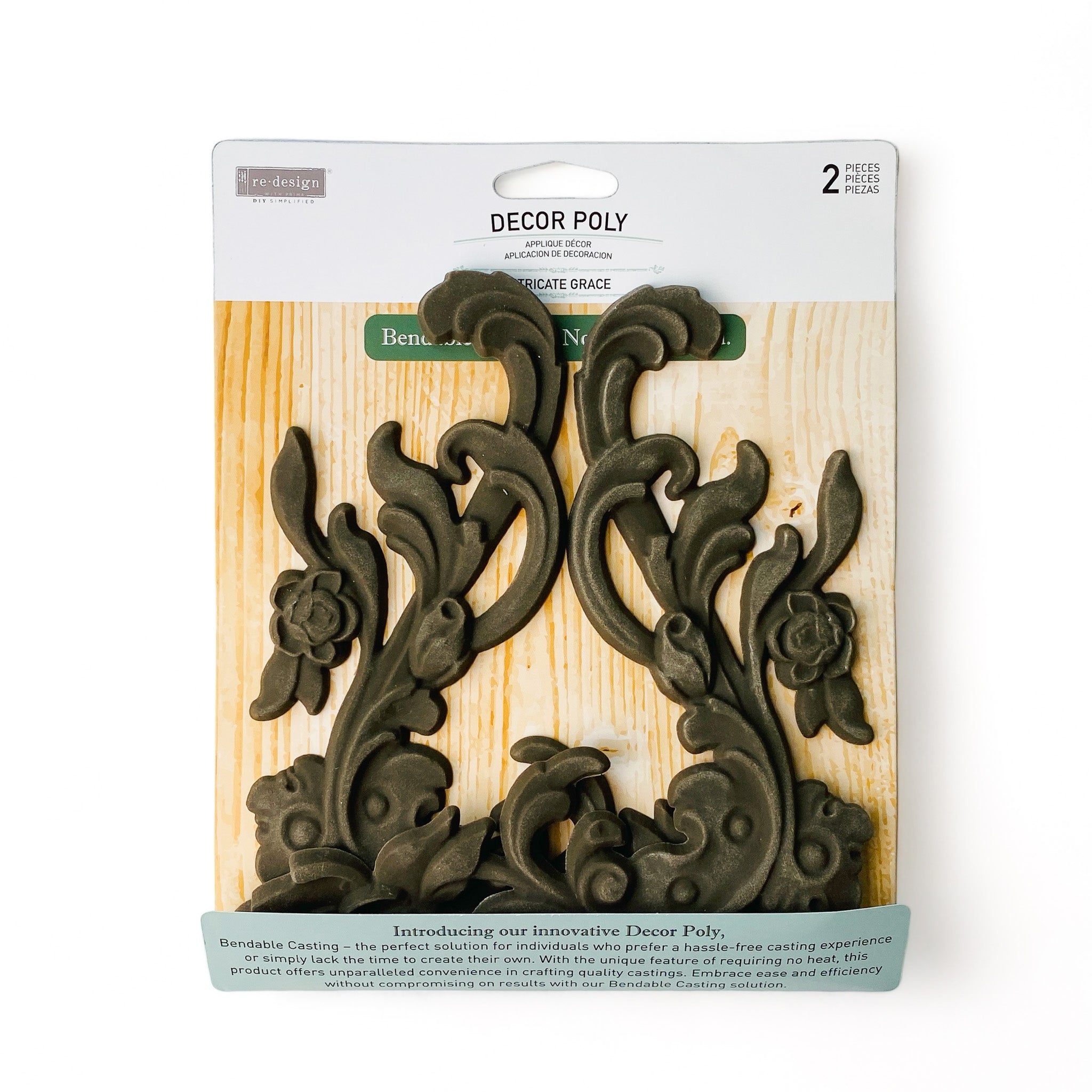 A package of ReDesign with Prima's Intricate Grace Decor Poly Casting is against a white background.